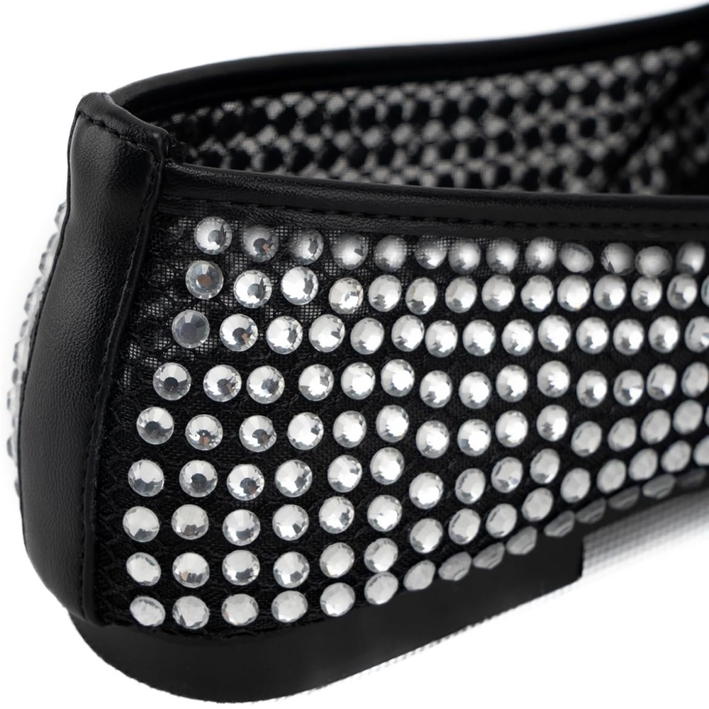 KaroNairy Rhinestone Sparkly Ballet Flats Mesh Black Shoes 9 NWT - Picture 5 of 16